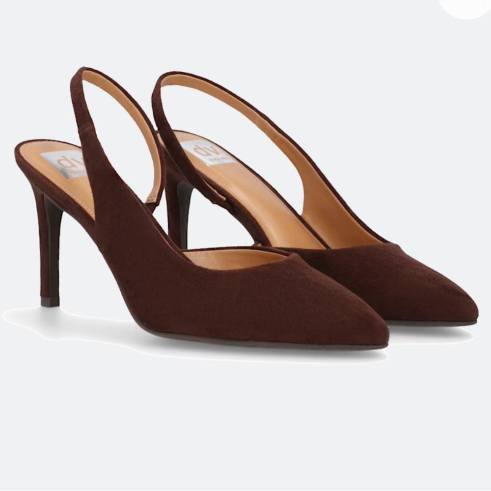Dolce Vita Brown Suede Slingback Pointed-Toe Heels